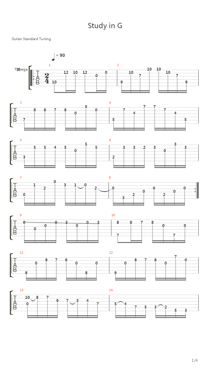 Study in G吉他谱