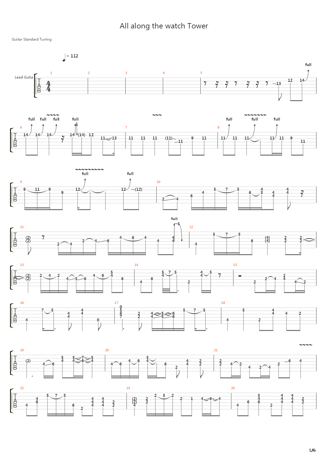 All Along The Watchtower吉他谱