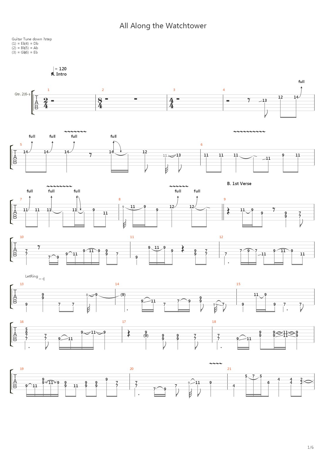 All Along The Watchtower吉他谱
