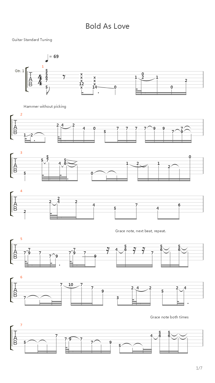 Bold As Love吉他谱