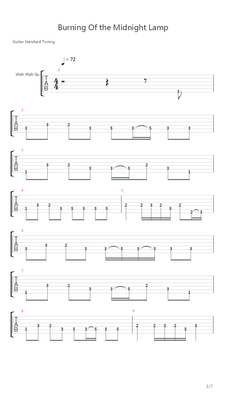 Burning Of The Midnight Lamp吉他谱