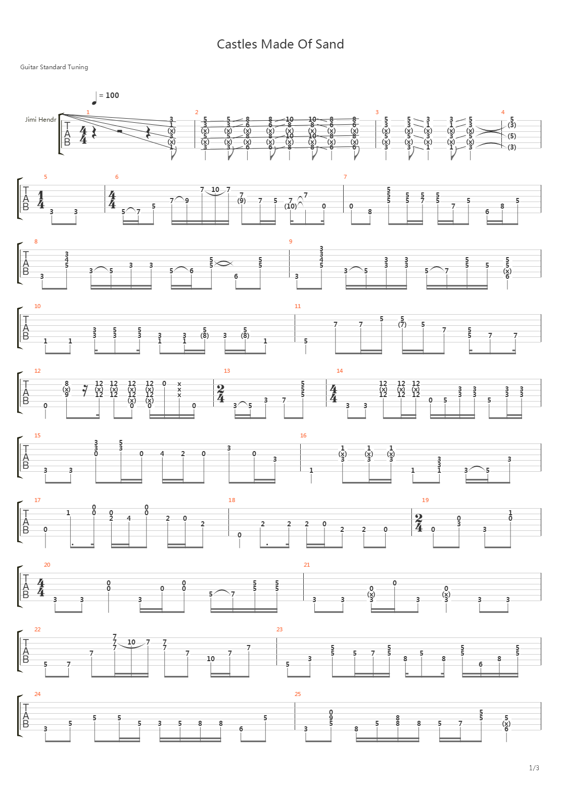 Castles Made Of Sand吉他谱