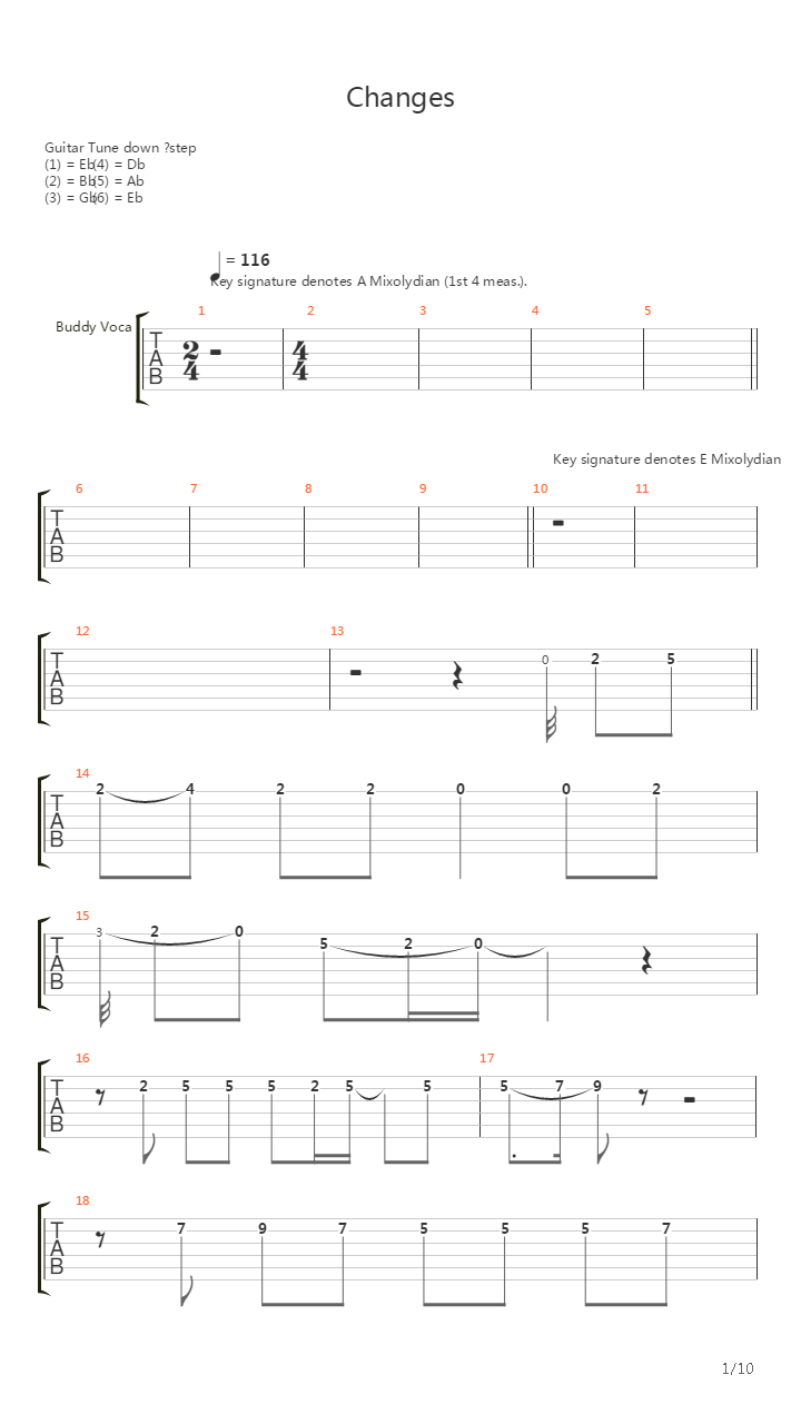 Changes吉他谱