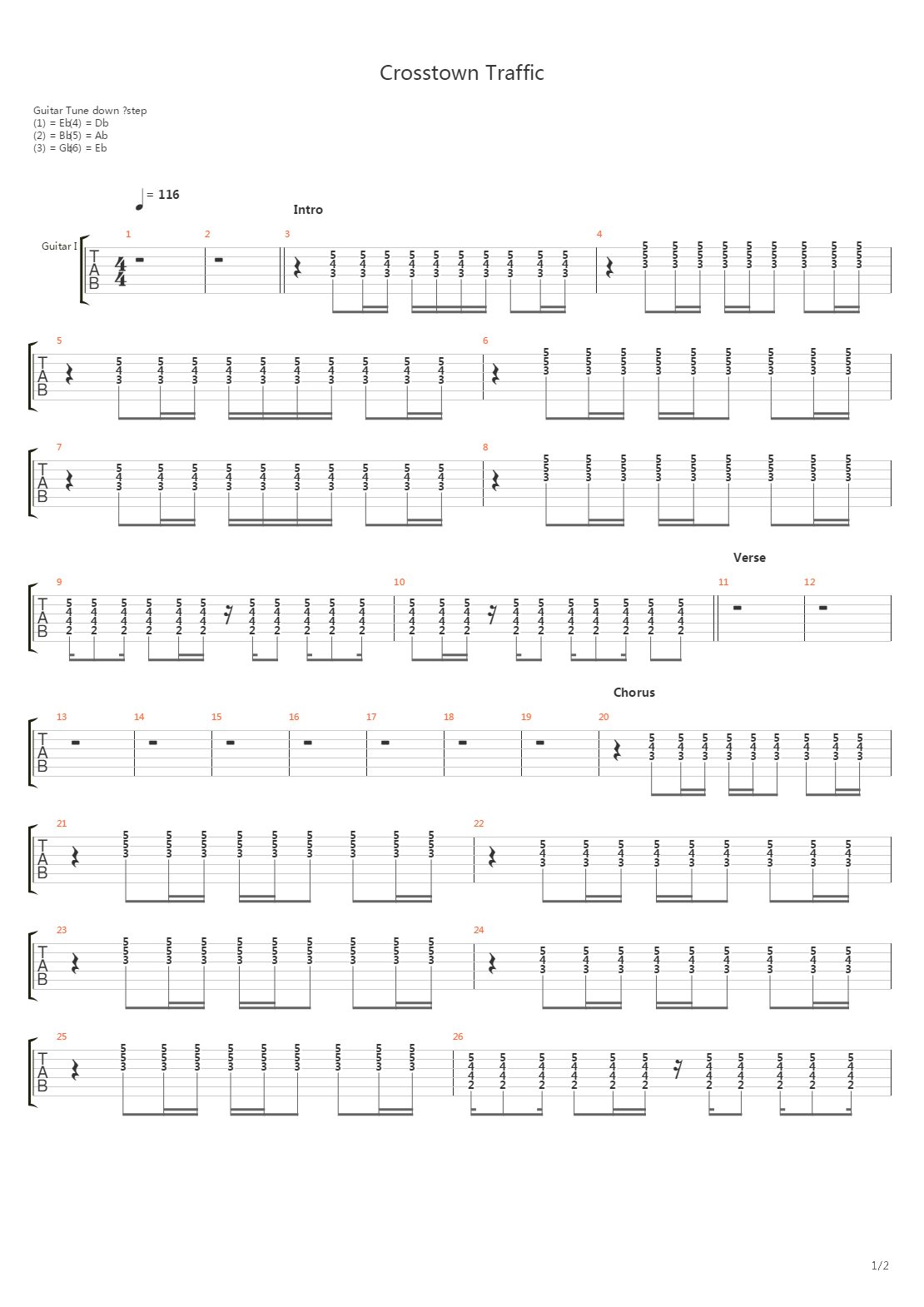 Crosstown Traffic吉他谱