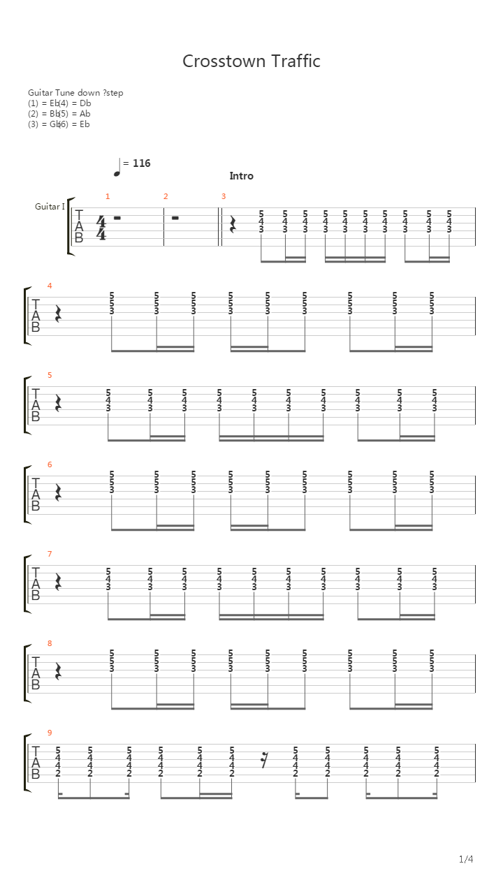 Crosstown Traffic吉他谱