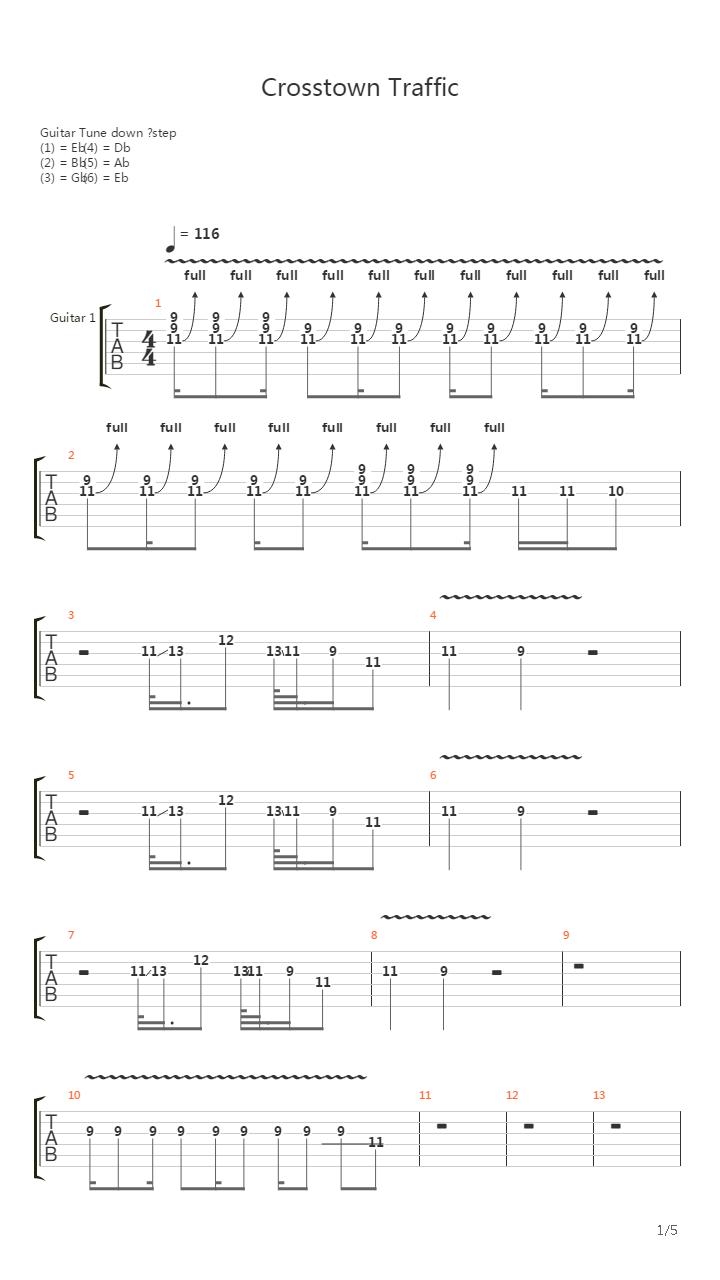 Crosstown Traffic吉他谱