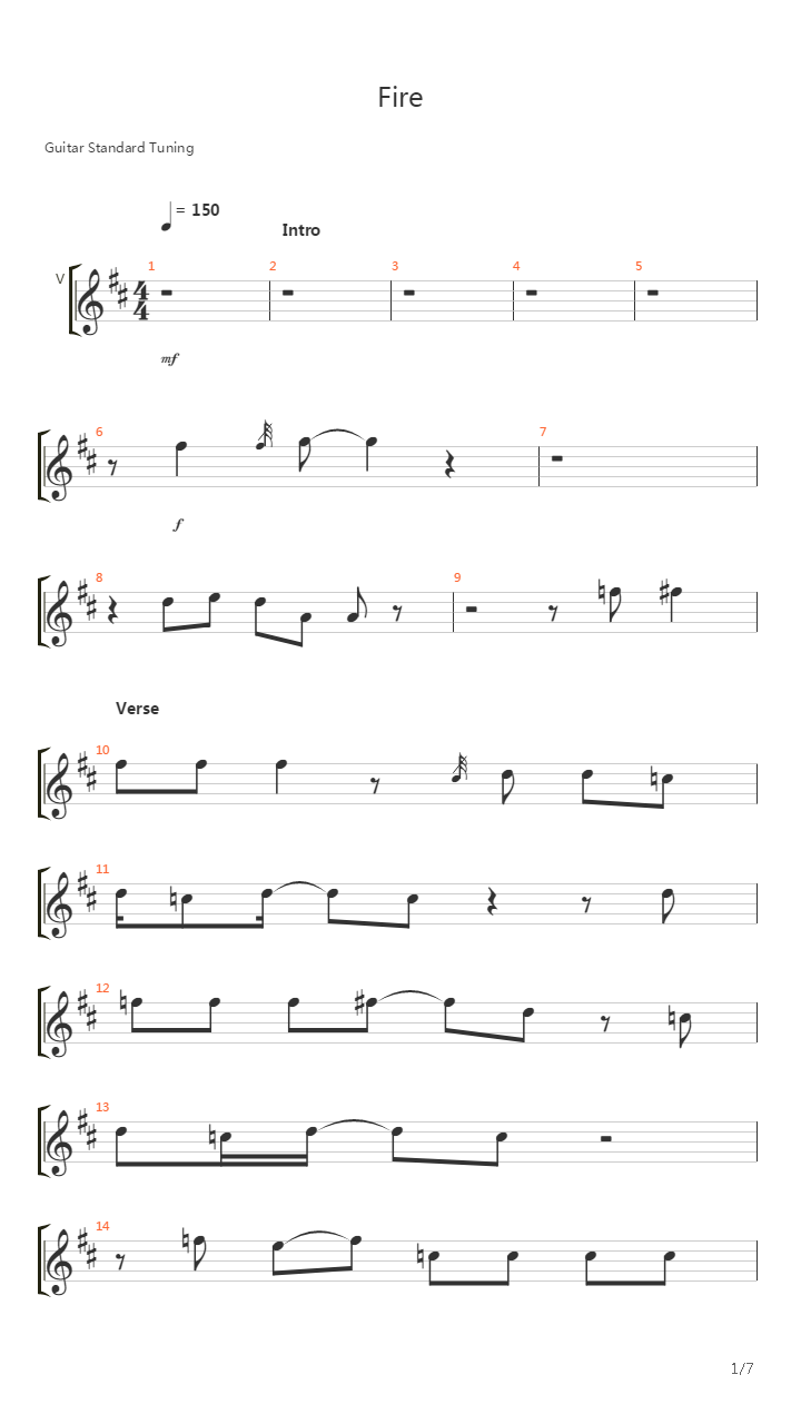 Fire吉他谱