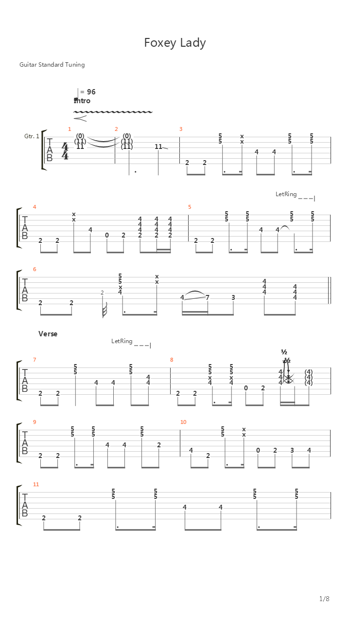 Foxey Lady吉他谱