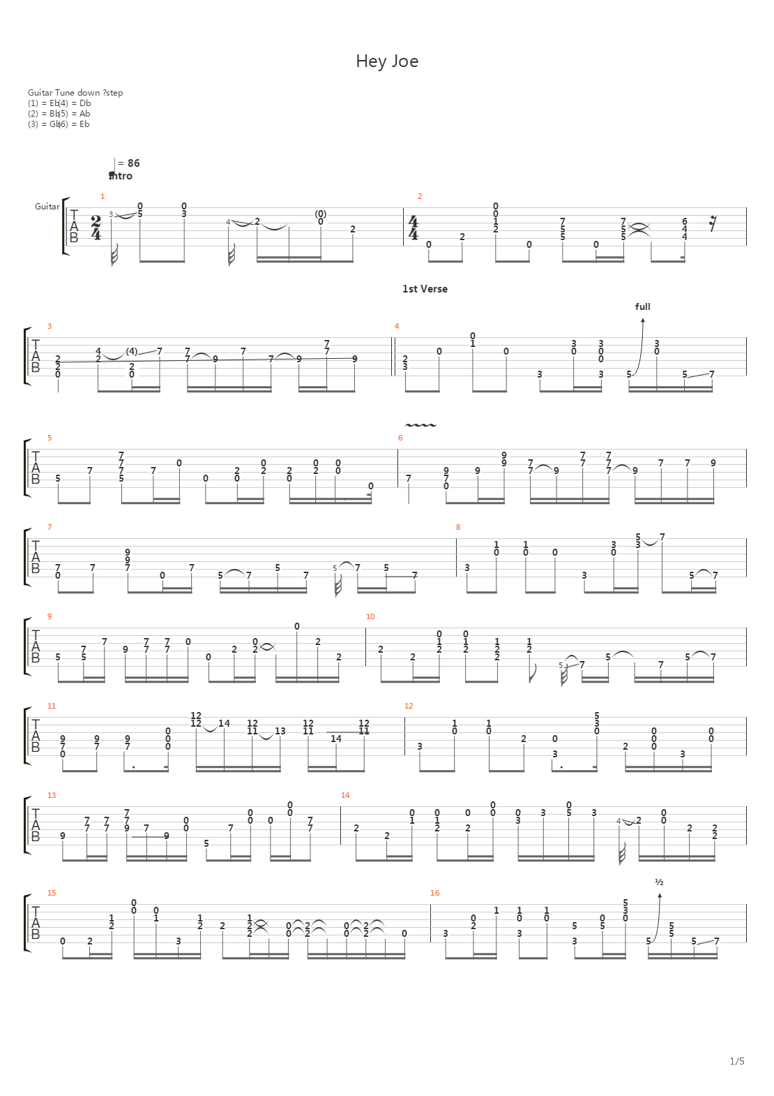Hey Joe Bbc吉他谱