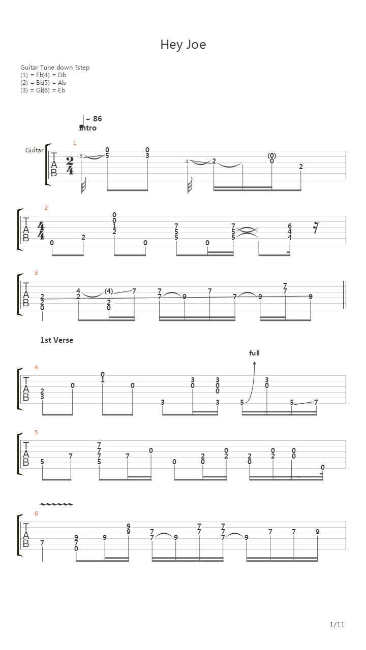 Hey Joe Bbc吉他谱