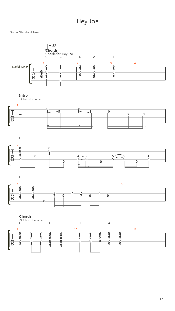 Hey Joe For Beginners吉他谱