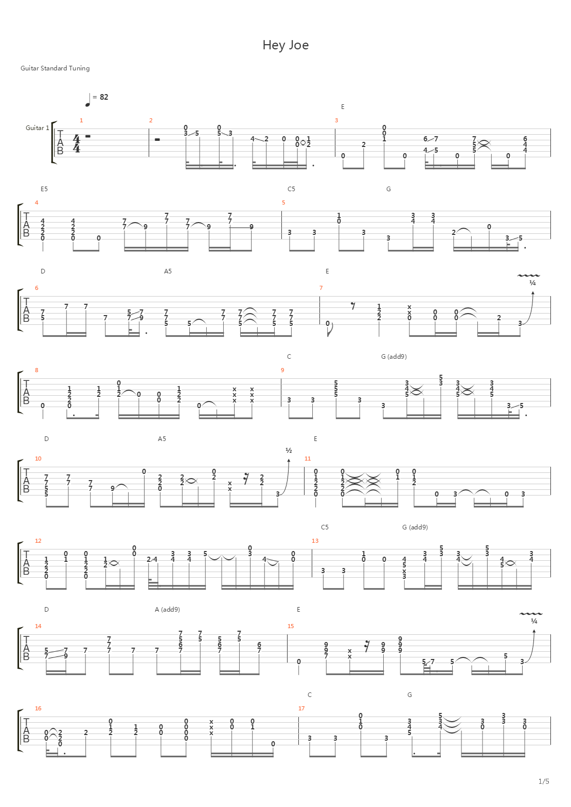 Hey Joe吉他谱