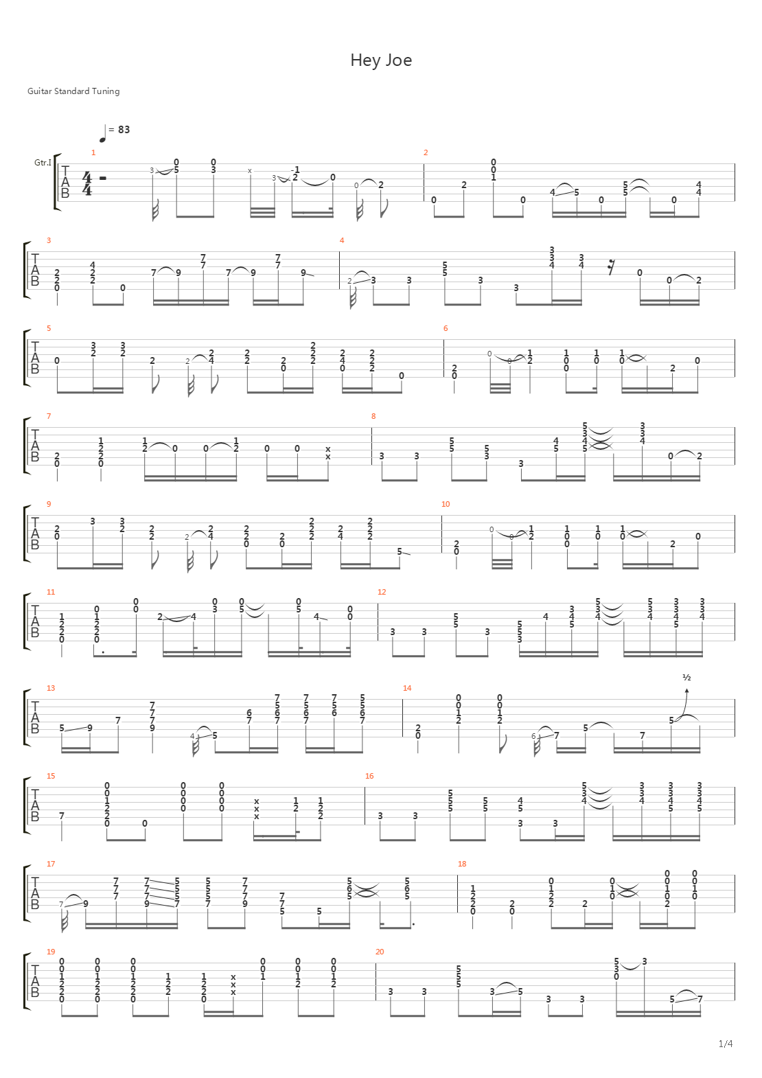 Hey Joe吉他谱
