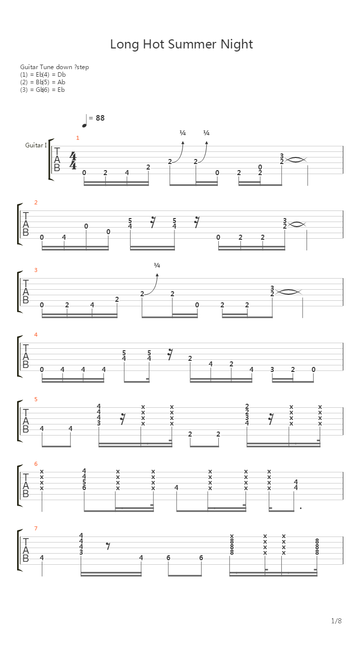 Long Hot Summer Night吉他谱