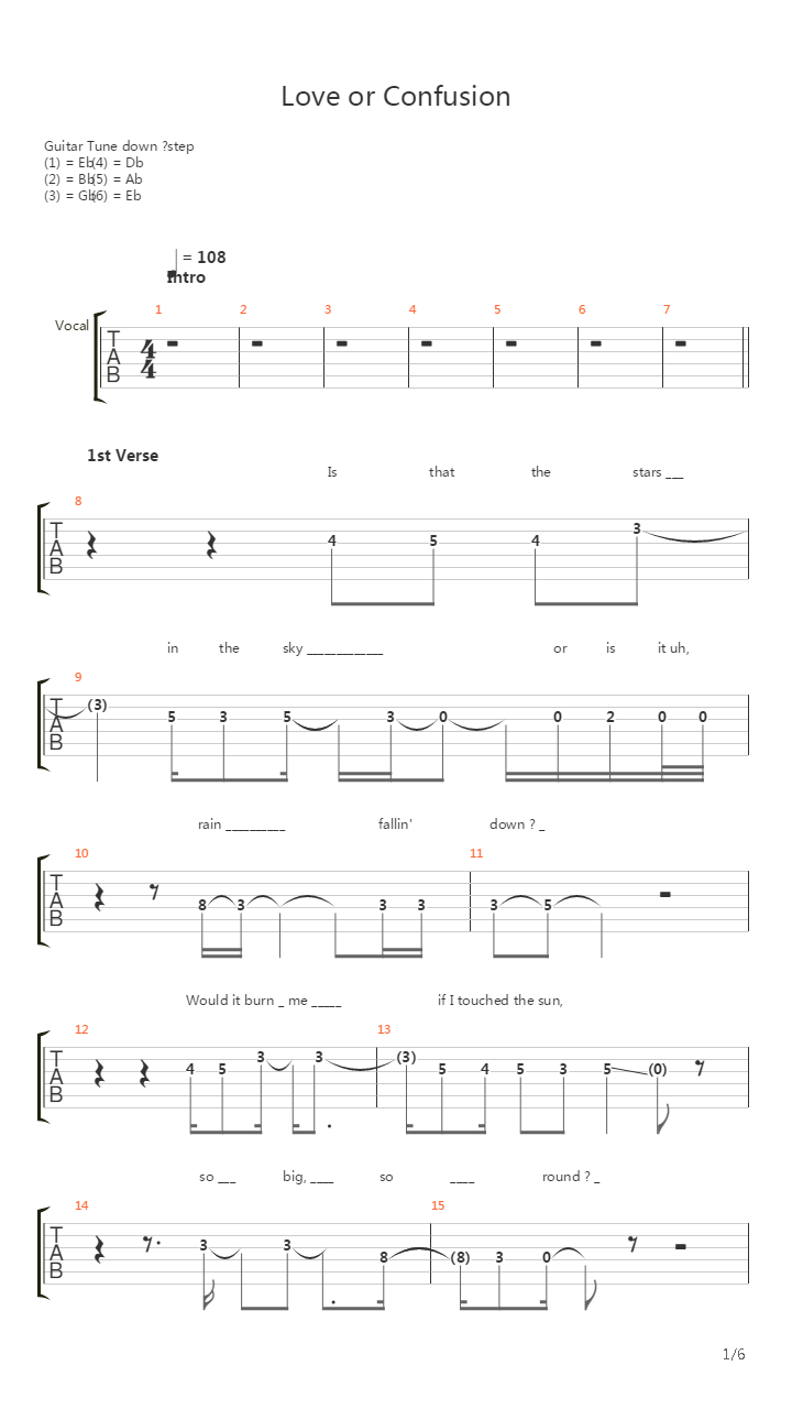 Love Or Confusion Bbc吉他谱
