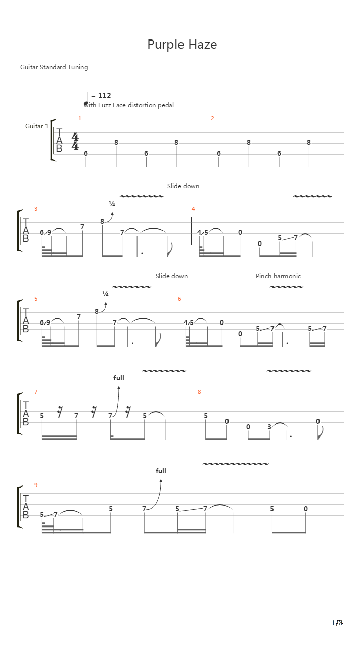 Purple Haze吉他谱