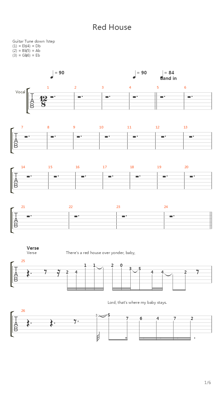 Red House吉他谱