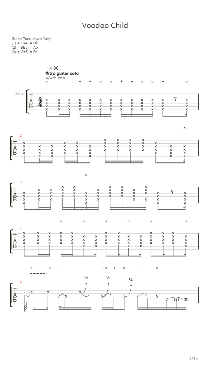 Voodoo Child Winterland吉他谱