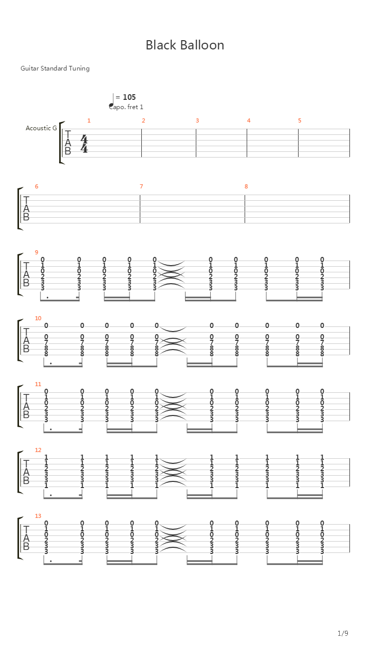 Black Balloon吉他谱