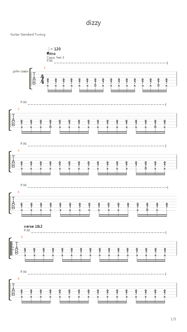 Dizzy吉他谱