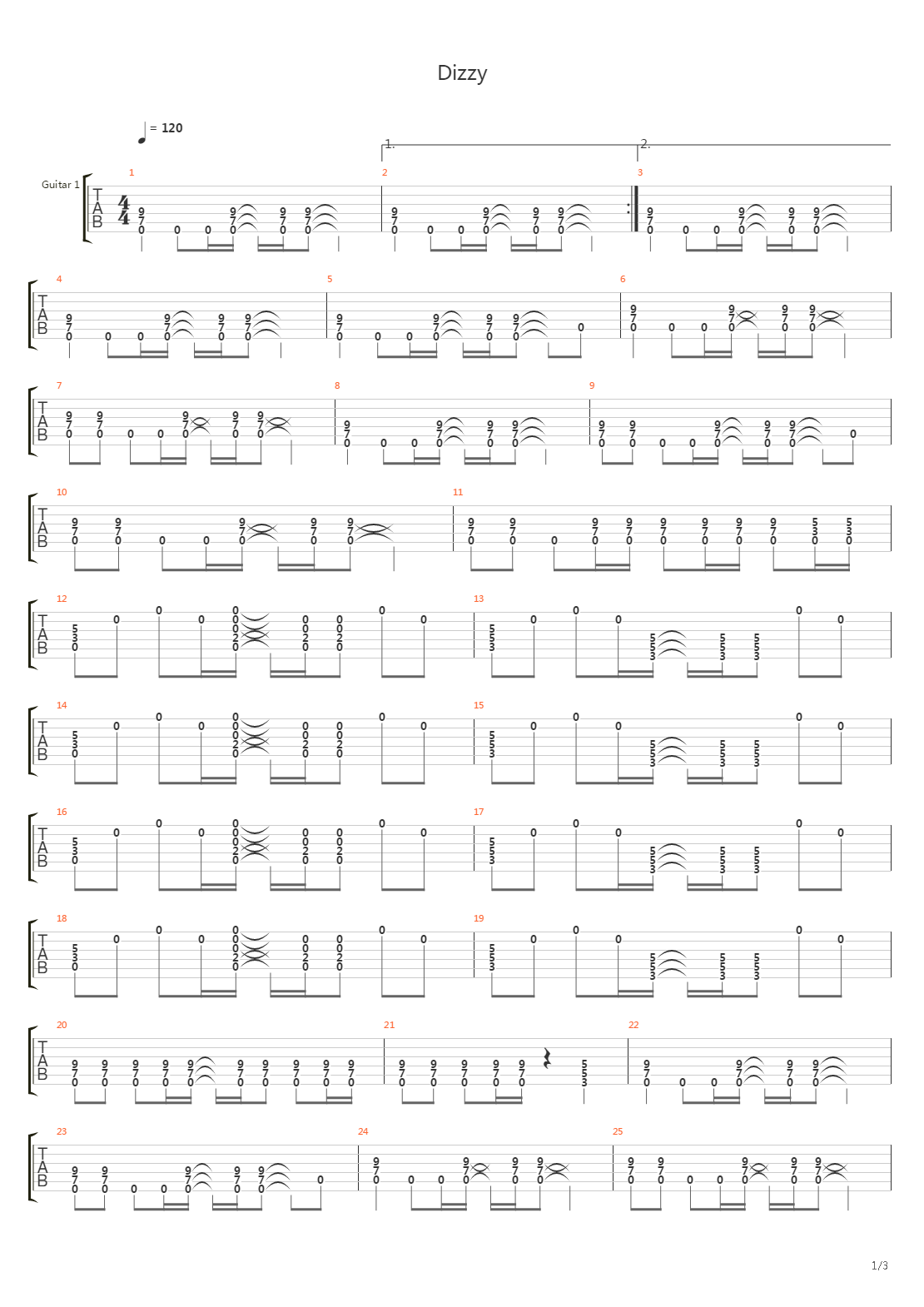 Dizzy吉他谱