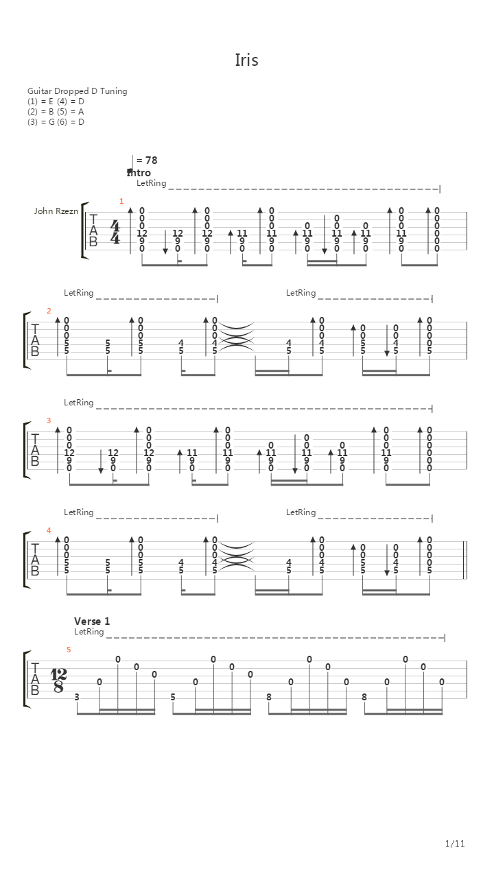 Iris吉他谱