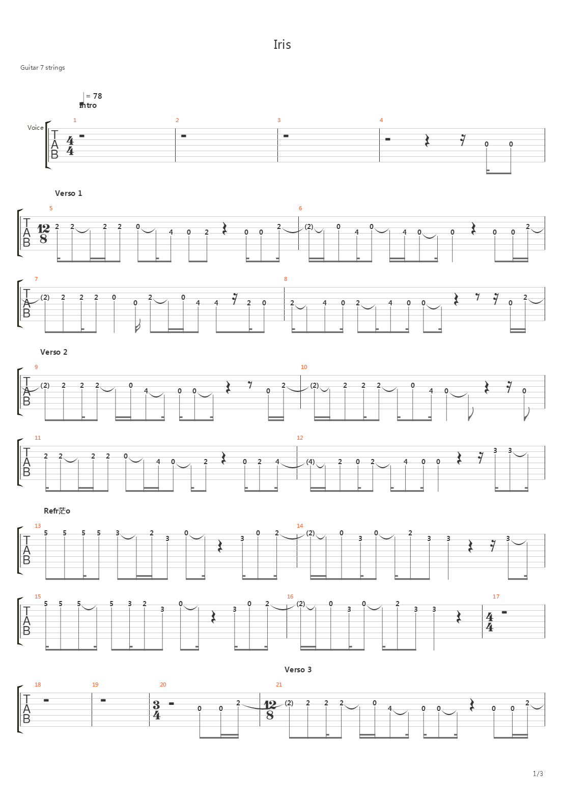 Iris吉他谱