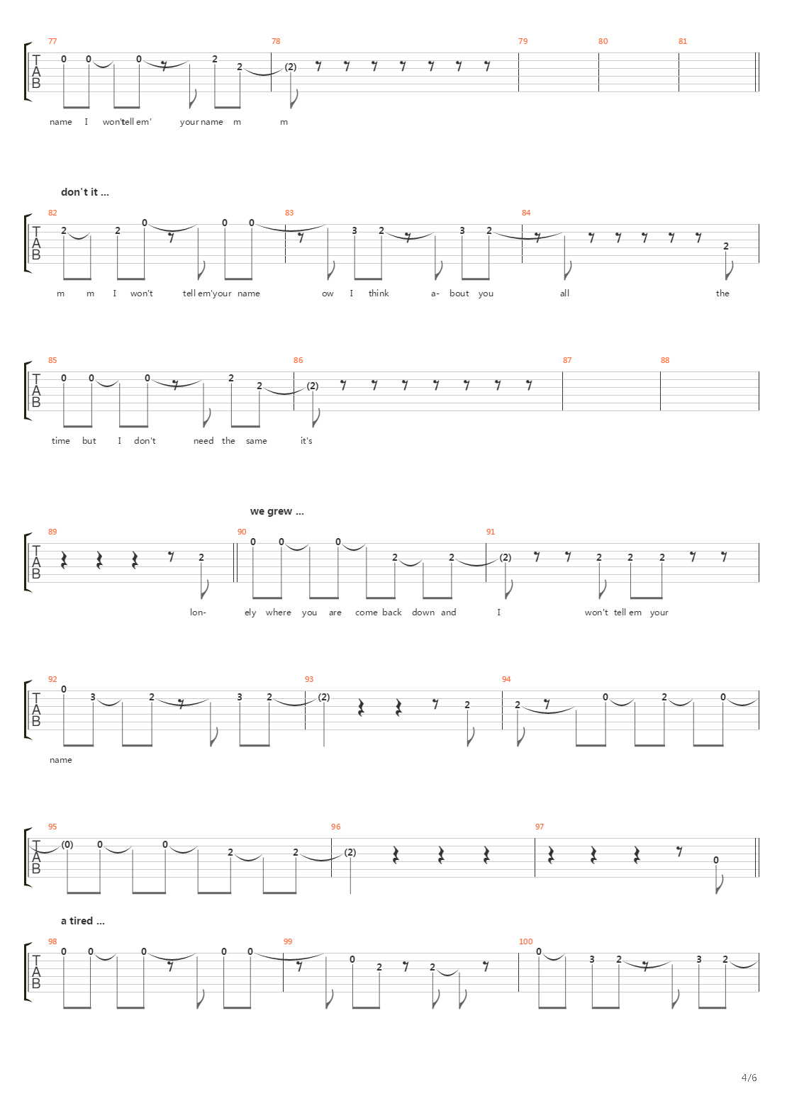 Name吉他谱