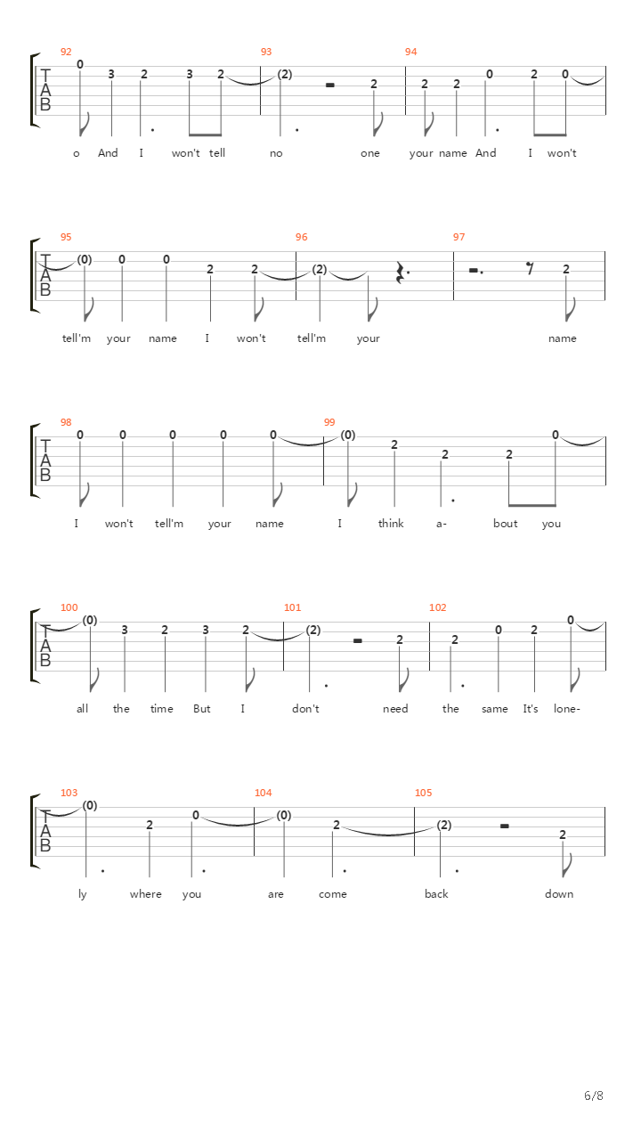 Name吉他谱