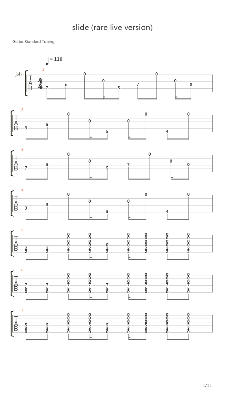 Slide吉他谱
