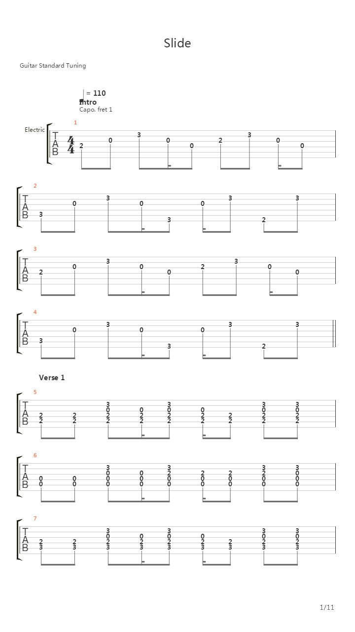 Slide吉他谱