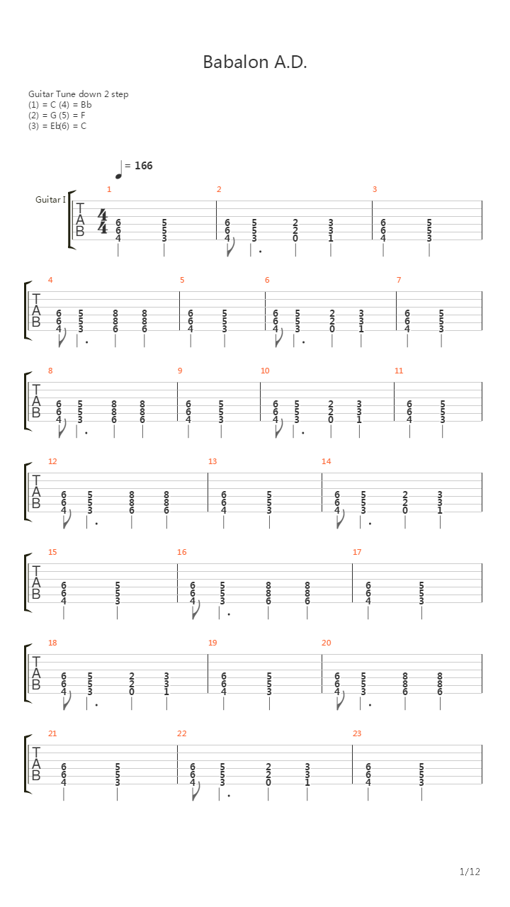 Babalon Ad So Glad For The Madness吉他谱