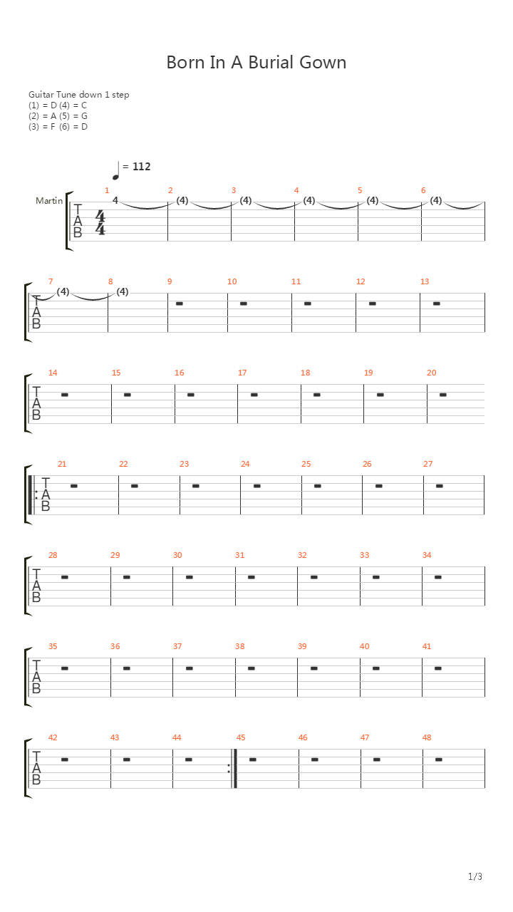 Born In A Burial Gown吉他谱