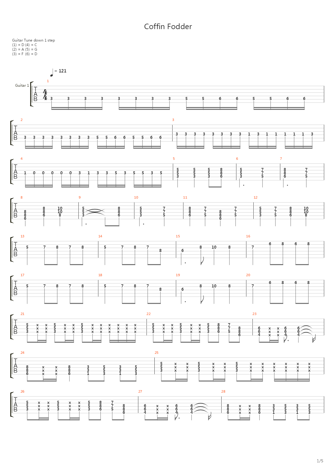 Coffin Fodder吉他谱