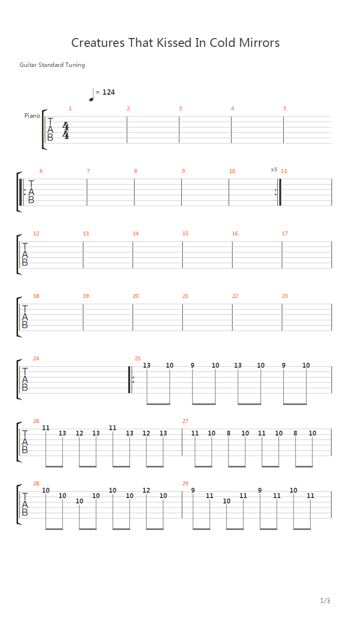 Creatures That Kissed In Cold Mirrors吉他谱