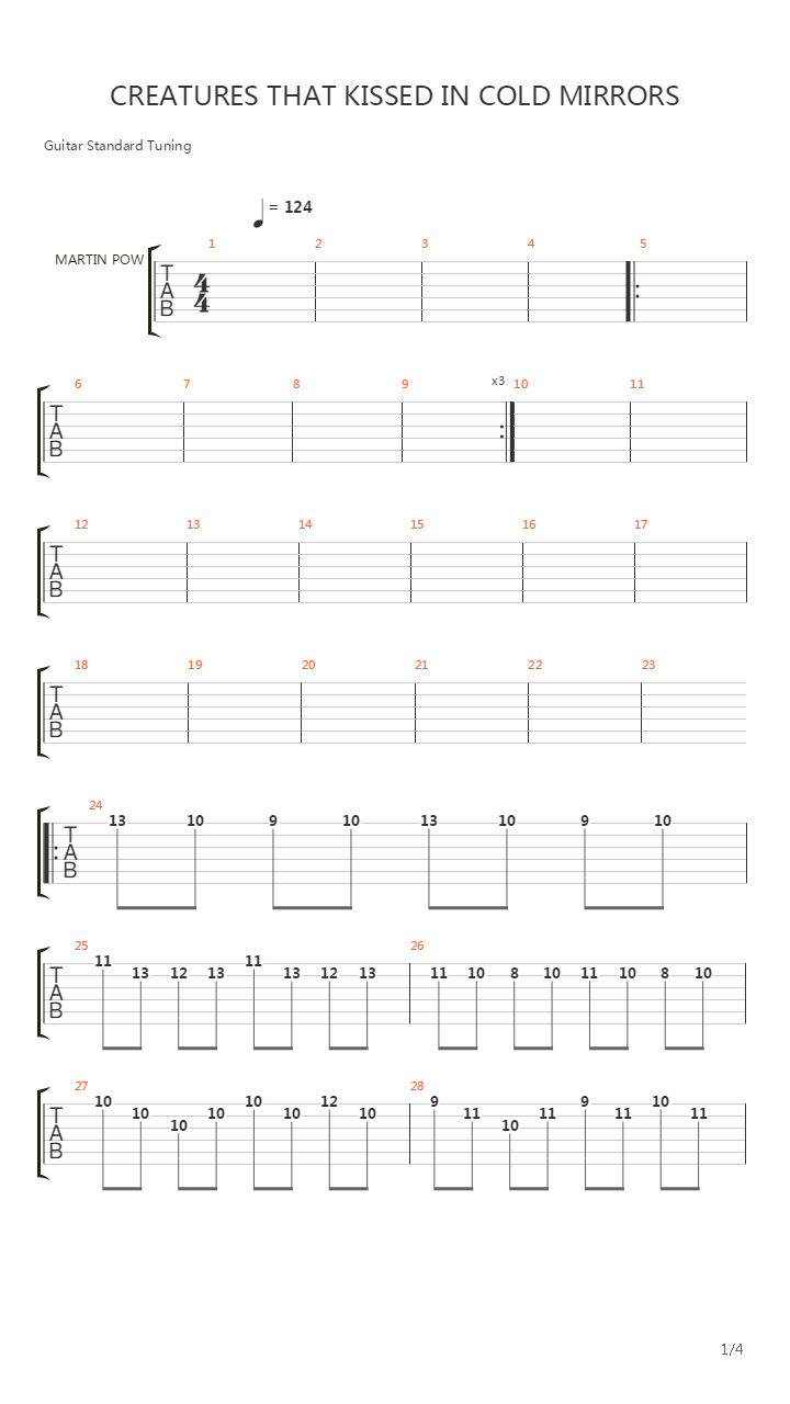 Creatures That Kissed In Cold Mirrors吉他谱