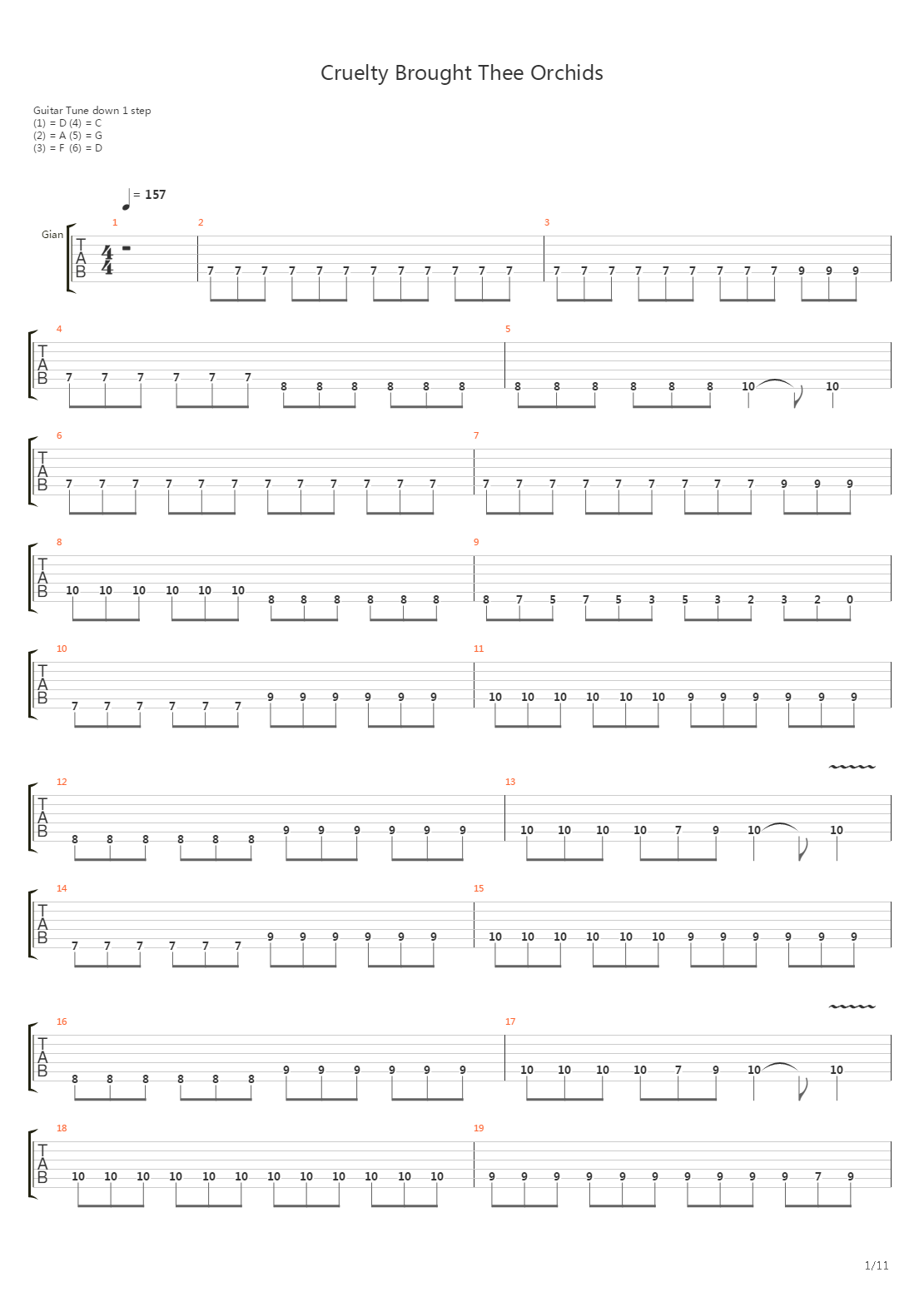 Cruelty Brought Thee Orchids吉他谱