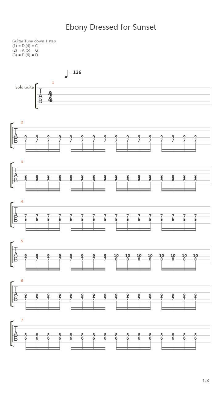 Ebony Dressed For Sunset吉他谱