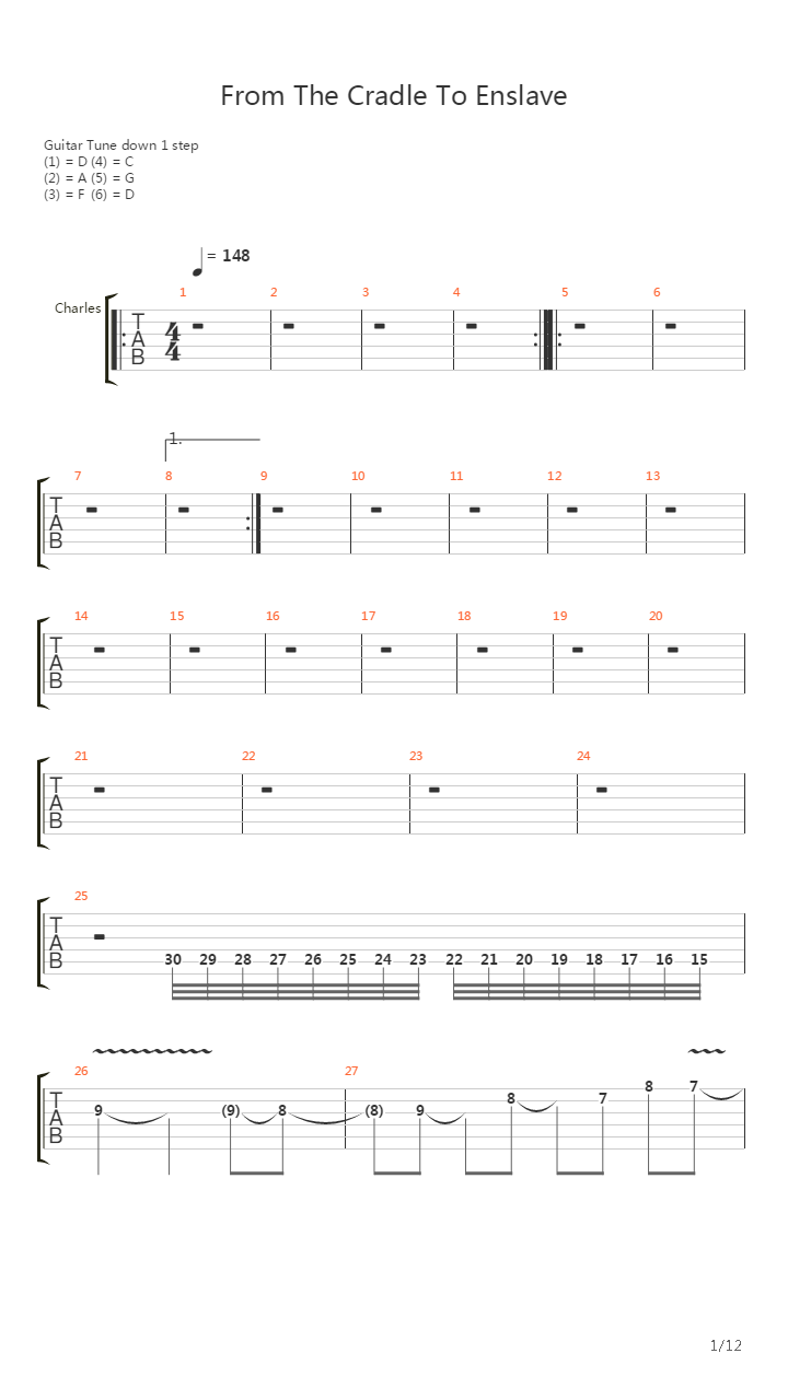 From The Cradle To Enslave吉他谱
