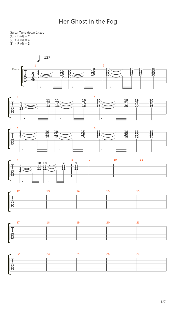 Her Ghost In The Fog吉他谱