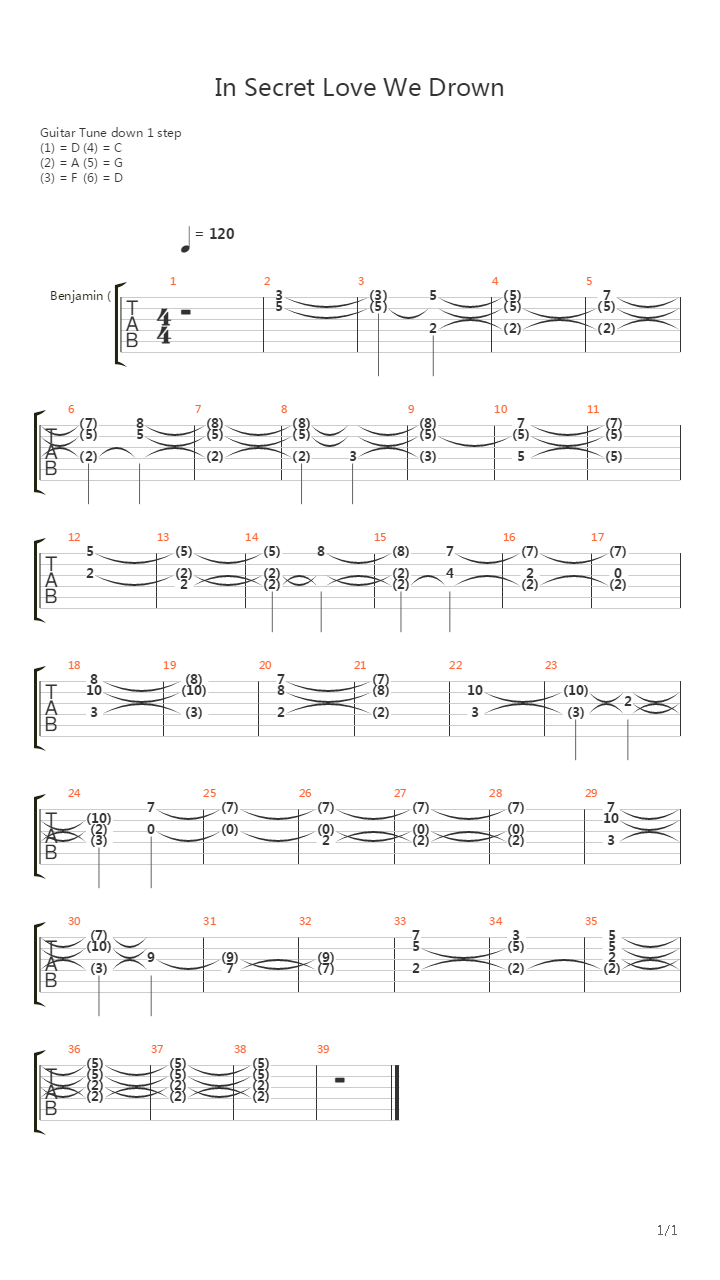 In Secret Love We Drown吉他谱