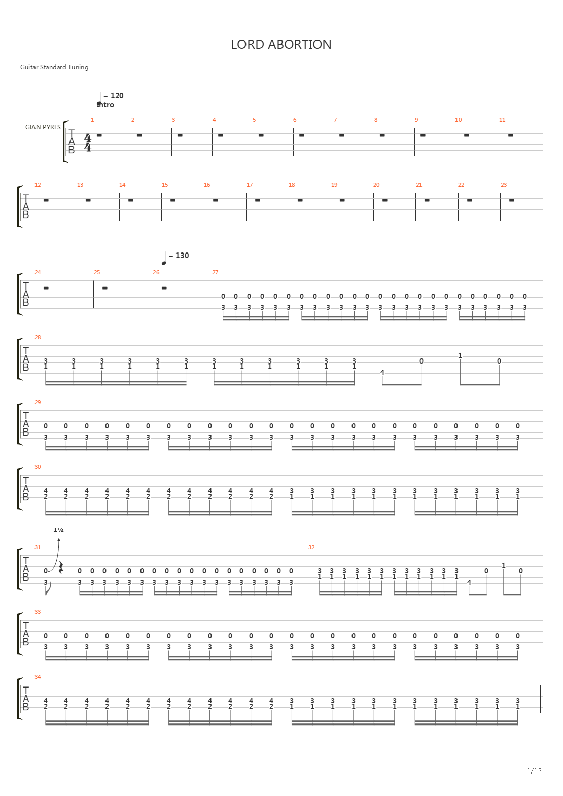 Lord Abortion吉他谱