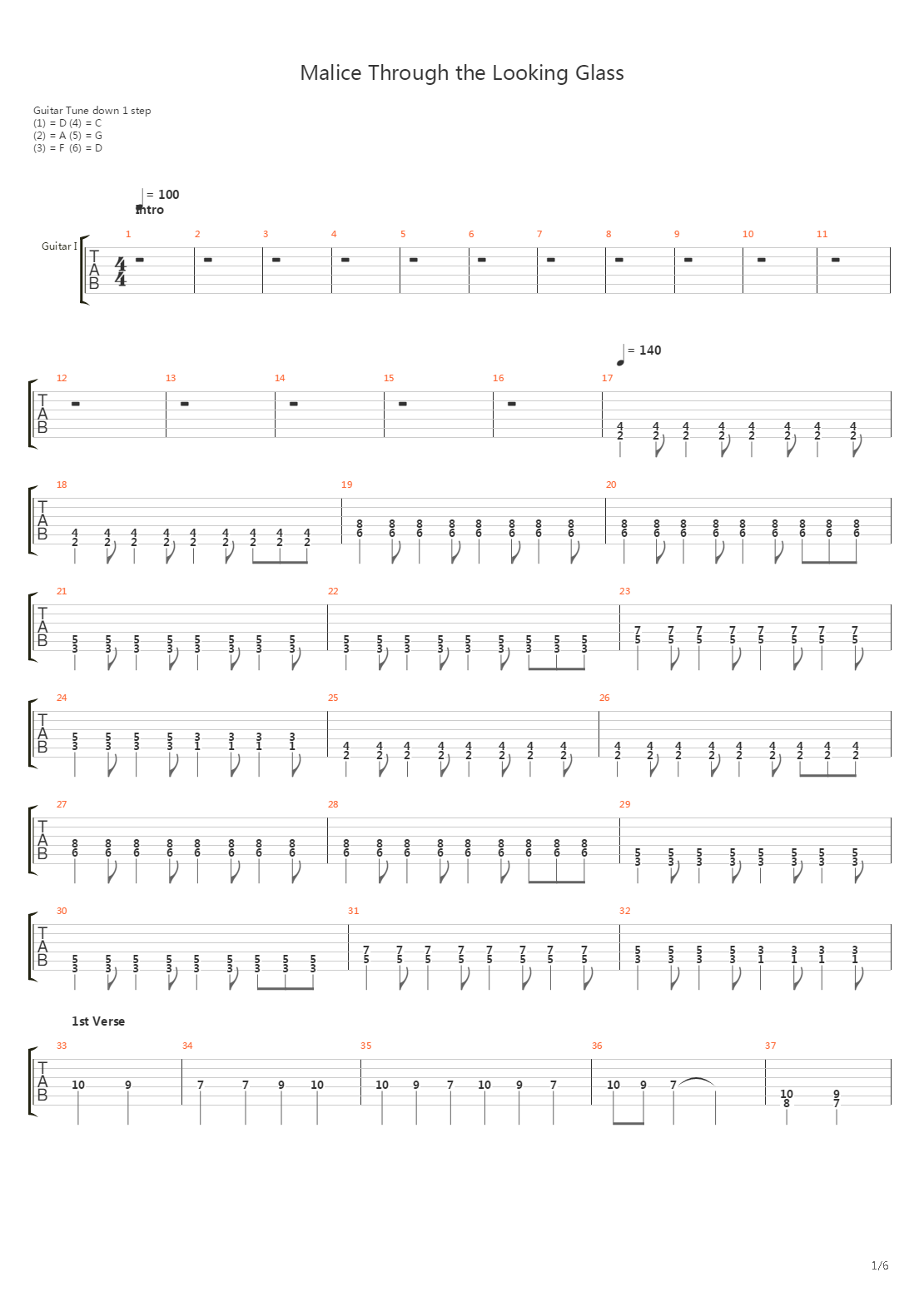 Malice Through The Looking Glass吉他谱
