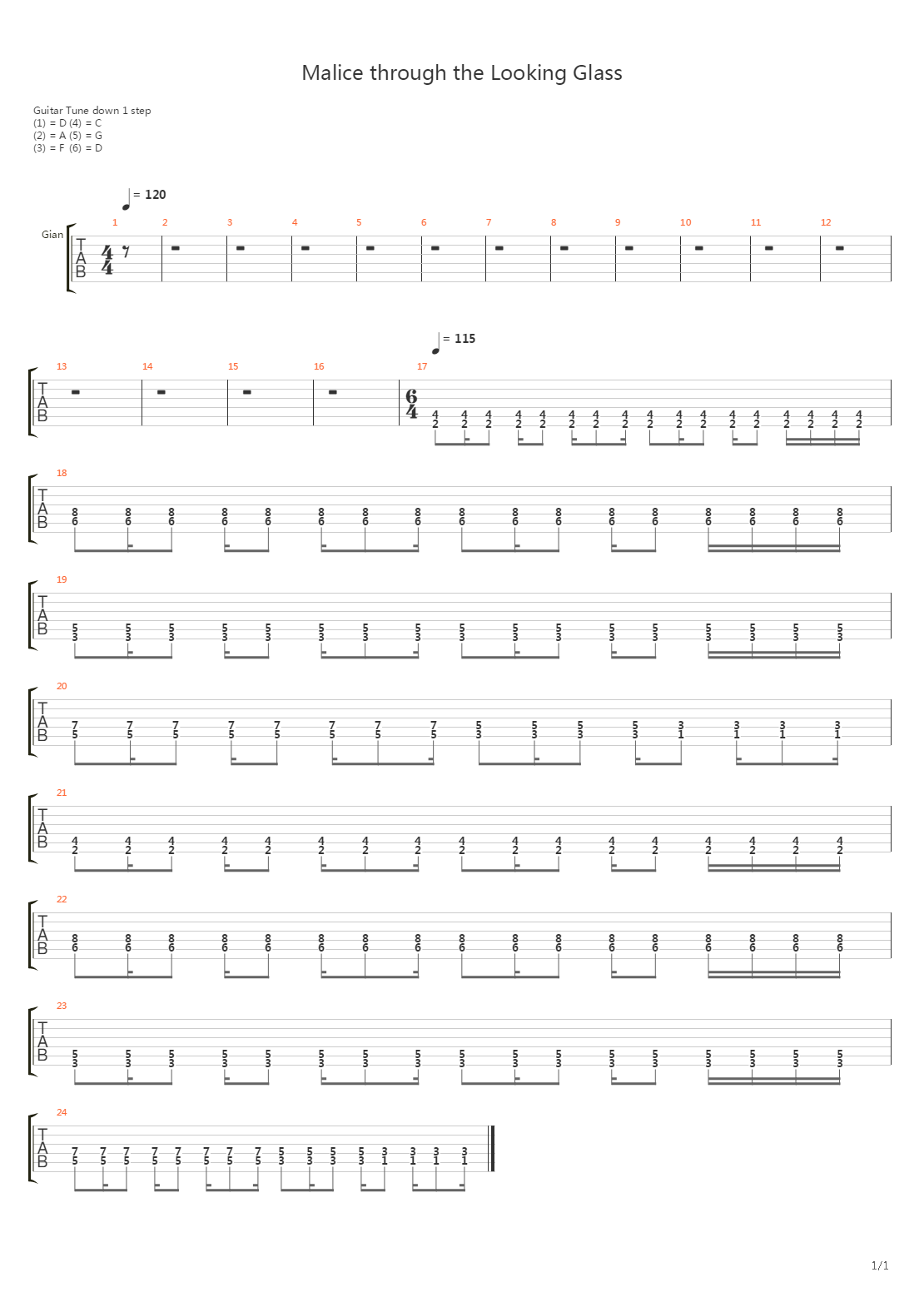 Malice Through The Looking Glass吉他谱