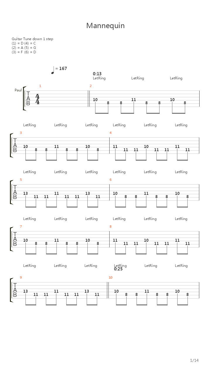 Manequin吉他谱