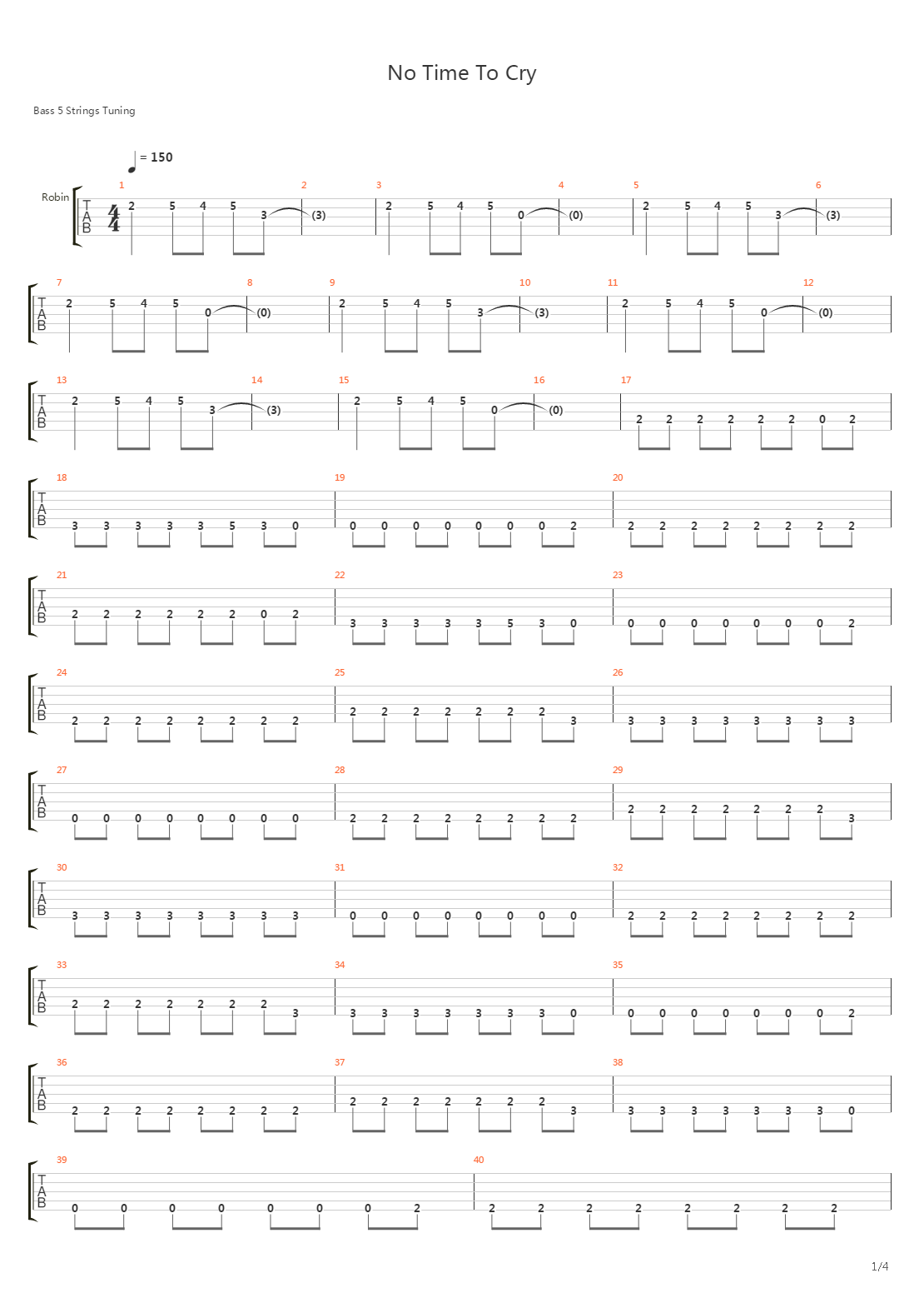 No Time To Cry吉他谱