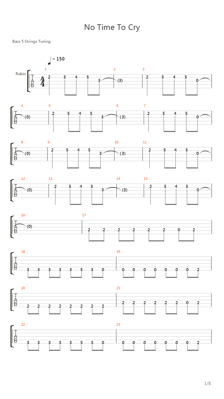 No Time To Cry吉他谱