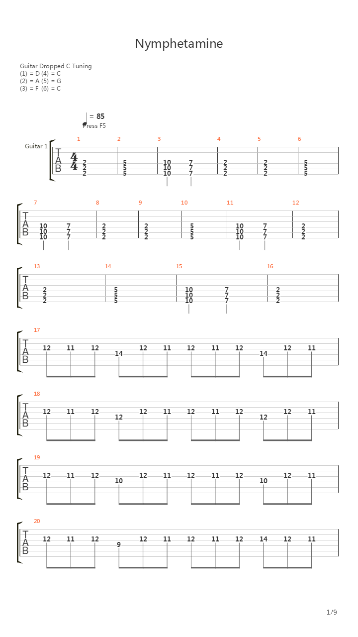 Nymphetamine吉他谱
