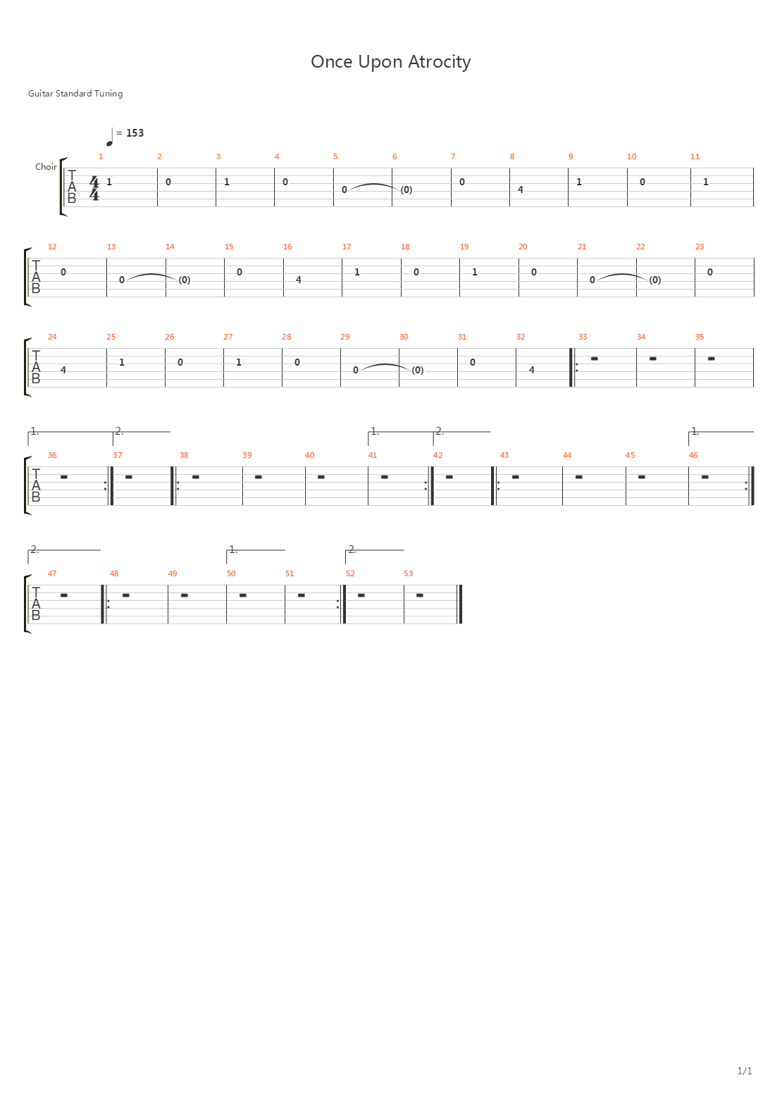 Once Upon Atrocity吉他谱