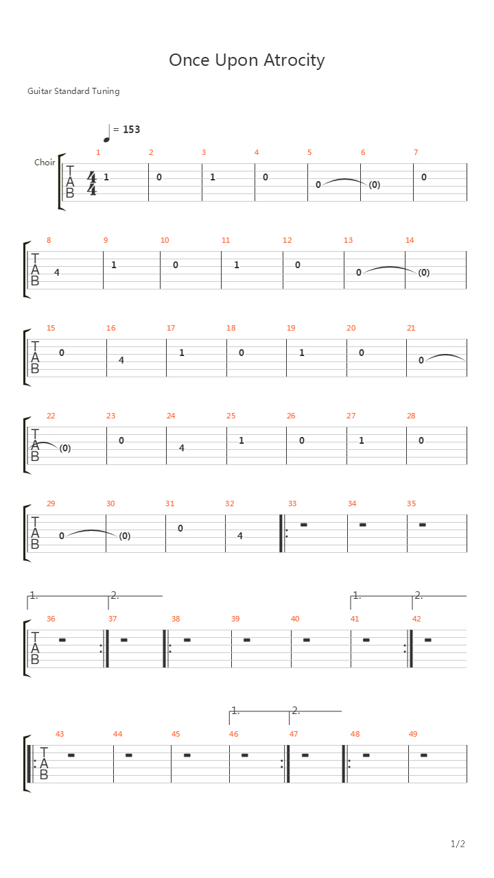 Once Upon Atrocity吉他谱